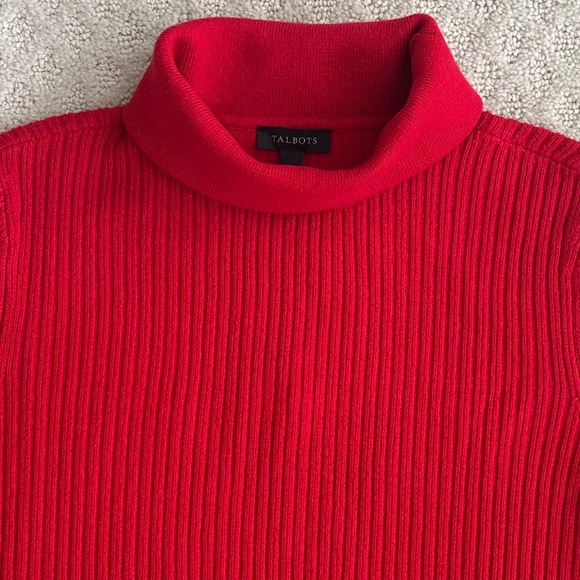 Talbots Ribbed Long Sleeve Turtleneck Sweater Red Small Casual Holiday NWT - Picture 3 of 12